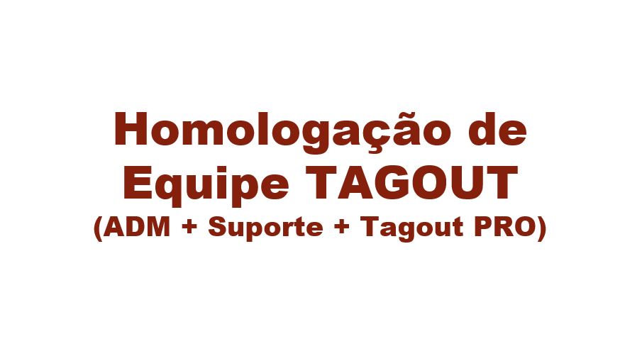 Homologação Equipe TAGOUT (Administradores + Suporte + Ferramenta TAGOUT PRO)